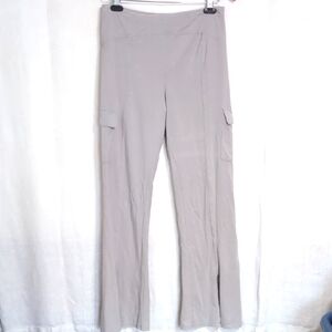 No Boundaries Light Grey Cargo Style Wide Leg Pants Slit Front Size Large